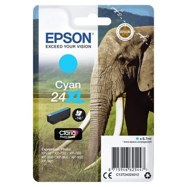 EPSON T2432 XL Cyan - Elephant Ink Cartridge (C13T24324012)