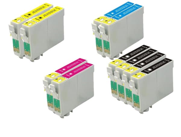 Pixojet mustepatruunat Epson T0551 - T0554 - C13T05514010, 10 kpl pakkaus alennus 182 ml