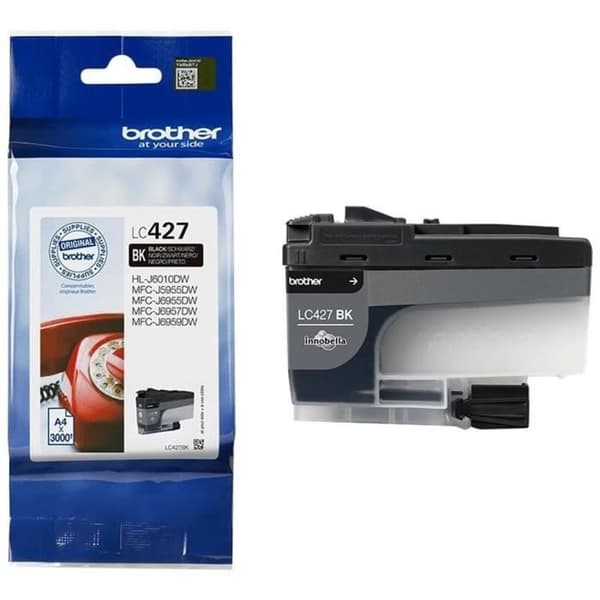 LC427BK blækpatron - BROTHER - Sort - 3000 sider - Til Brother MFC-J6955DW, MFC-J6957DW, MFC-J5955DW og HL-J6010DW