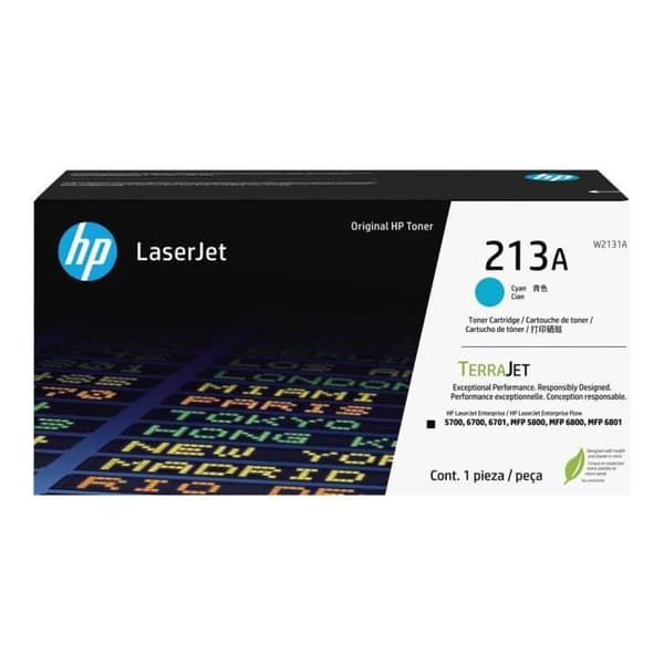 Original HP 213A cyan tonerpatron (W2131A) til HP LaserJet Enterprise 5700 / 6700 / MFP 5800 / 6800 /6801