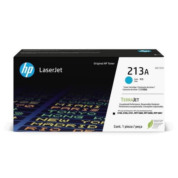 Original HP 213A cyan tonerpatron (W2131A) til HP LaserJet Enterprise 5700 / 6700 / MFP 5800 / 6800 /6801