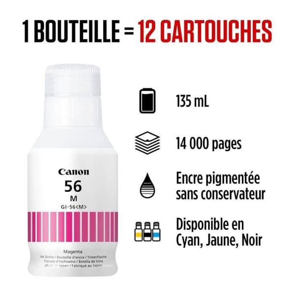 Blækflaske - CANON - GI-56BK - Magenta - MAXIFY GX-kompatibilitet - (4431C001)