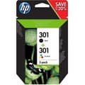Miniatyrbillede 1 af 6: HP 301 2-pak sorte og trefarvede originale blækpatroner (N9J72AE) til HP Envy 4505, DeskJet 1050/1512/2548/3057A