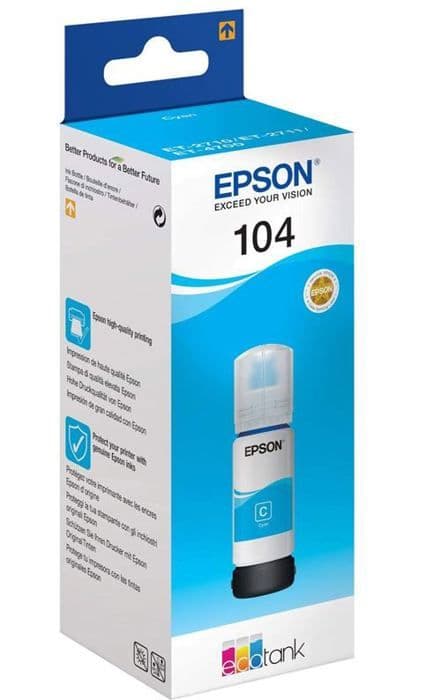 EPSON Epson EcoTank 104 blæk refill kit - cyan - inkjet - 7500 sider - 1 stk. (C13T00P240)