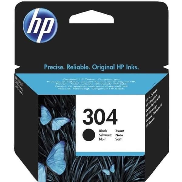 HP 304 musta alkuperäinen mustekasetti (N9K06AE) HP DeskJet 2620/2630/3720/3730 -tulostimiin