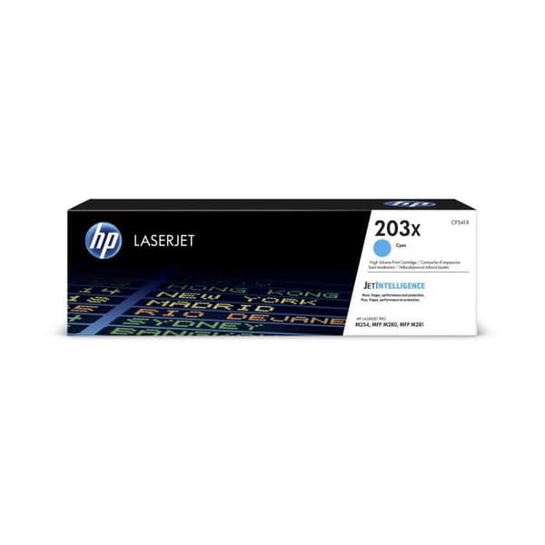 HP 203X højtydende original LaserJet cyan tonerpatron (CF541X) til HP Color LaserJet Pro M254/M280/M281