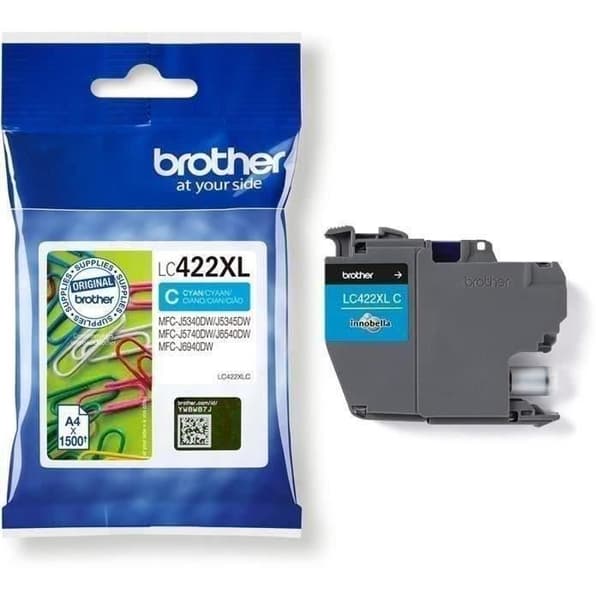 Patron LC422XLC - BROTHER - Cyan - 1500 sider - Til Business Smart MFC-J5340DW, MFC-J5345DW, MFC-J5740DW, MFC-J6540DW og