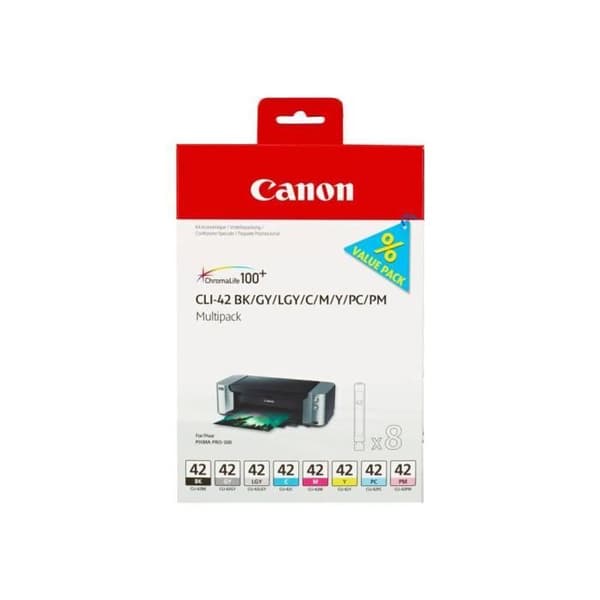 CLI-42 8inks bläckpatron - CANON - Svart och färg - Standardkapacitet - multipack med 8 bläckpatroner