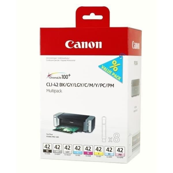 CLI-42 8inks bläckpatron - CANON - Svart och färg - Standardkapacitet - multipack med 8 bläckpatroner