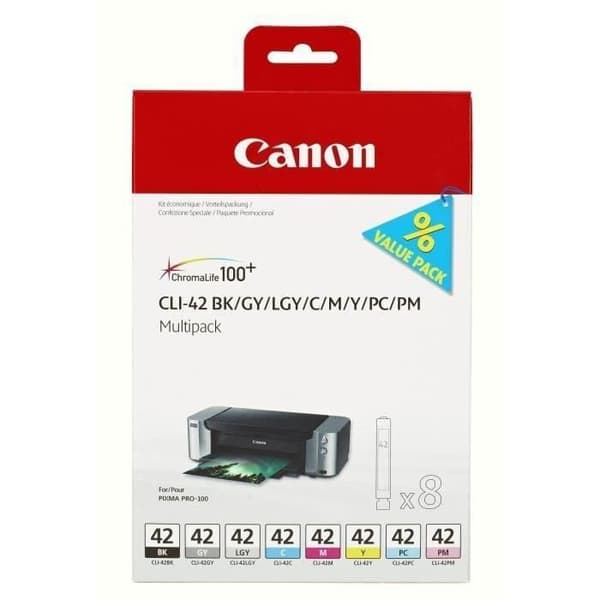 CLI-42 8inks bläckpatron - CANON - Svart och färg - Standardkapacitet - multipack med 8 bläckpatroner