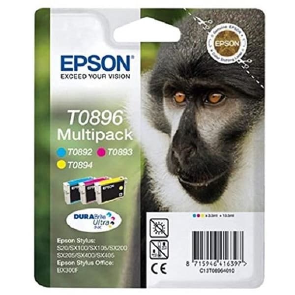EPSON Multipack T0896 - Monkey - Cyan, Magenta, Gul (C13T08954010)