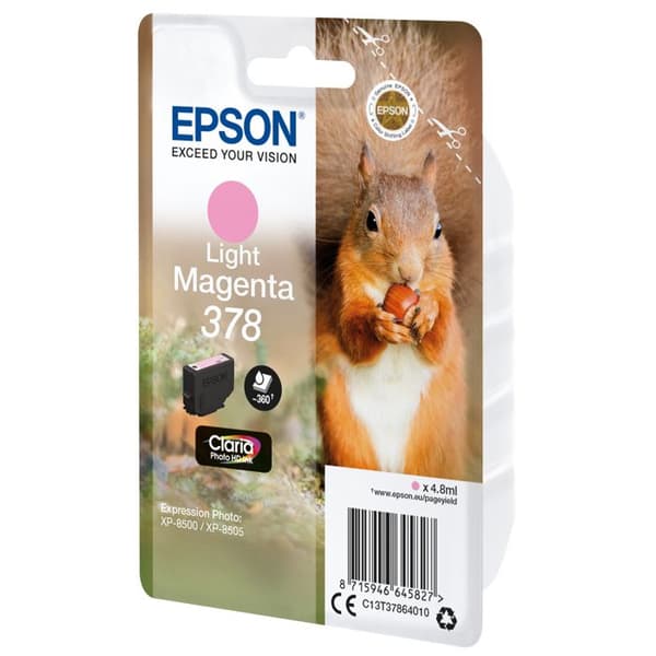 Epson 378 4,8 ml ljus magenta original clamshell-förpackning med radiolarm-akustisk bläckpatron för...