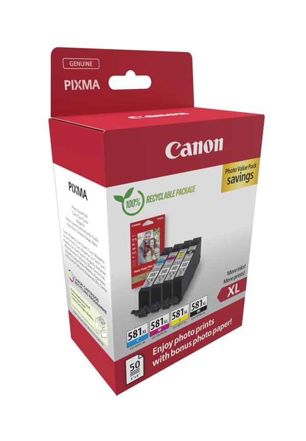 Canon 2052C006 - Riittoisa XL-mustesarja - Syaani, Magenta, Keltainen - 8,3 ml / kpl - 4 kappaletta - Valokuvauskampanjapakkaus