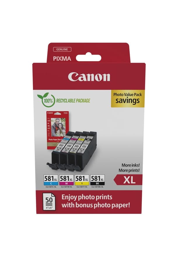 Canon 2052C006 - Riittoisa XL-mustesarja - Syaani, Magenta, Keltainen - 8,3 ml / kpl - 4 kappaletta - Valokuvauskampanjapakkaus