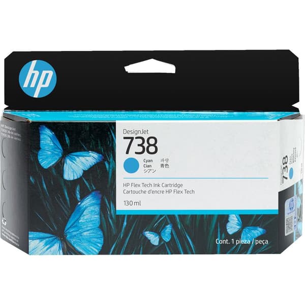 HP Bläck/ 738 130-ml Cyan Design