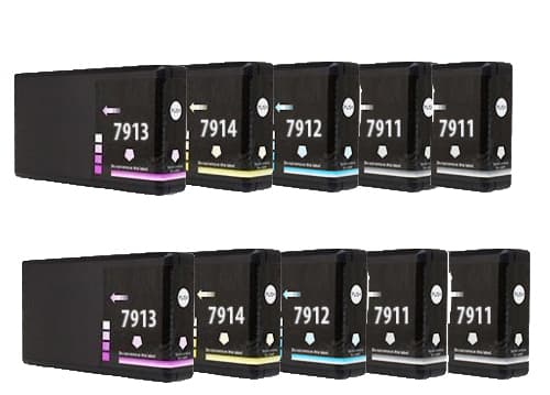Pixojet blækpatroner Epson T7911 - T7914 - C13T79114010, 10 stk. rabatpakke 190 ml