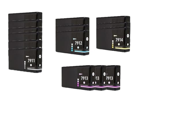 Pixojet blækpatroner Epson T7911 - T7914 - C13T79114010, 15 stk. rabatpakke 285 ml