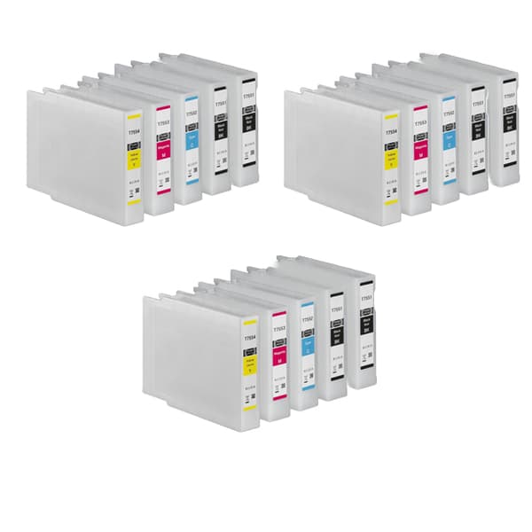 Pixojet blækpatroner Epson T7551 - T7554, 15 stk. rabatpakke 1278 ml