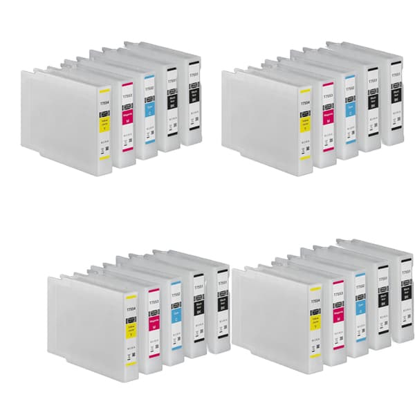 Pixojet blækpatroner Epson T7551 - T7554, 20 stk. rabatpakke 1704 ml
