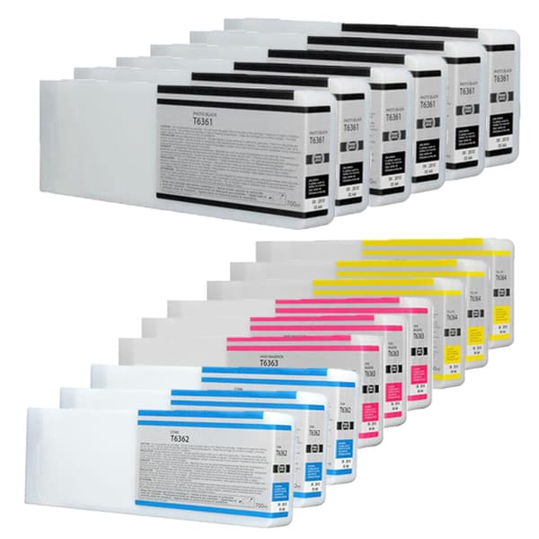 Pixojet-mustepatruunat Epson T6361 - T6364 - C13T636100, 15 kpl 10500 ml:n pakkaus