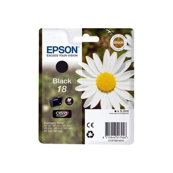 Epson 18 5,2 ml svart originalbläckpatron för Expression Home XP-212, 215, 225, 312, 315, 322, 325, 412, 415, 422, 425