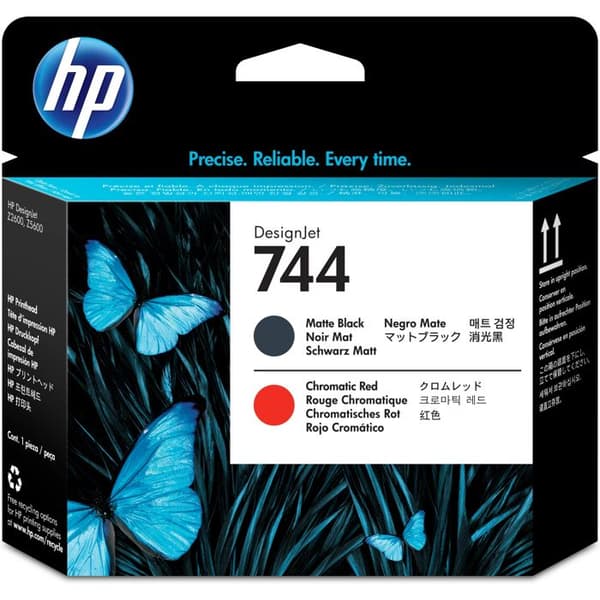 HP 744 Skrivhuvud - Svart, Kromatisk Röd - Bläckstråle
