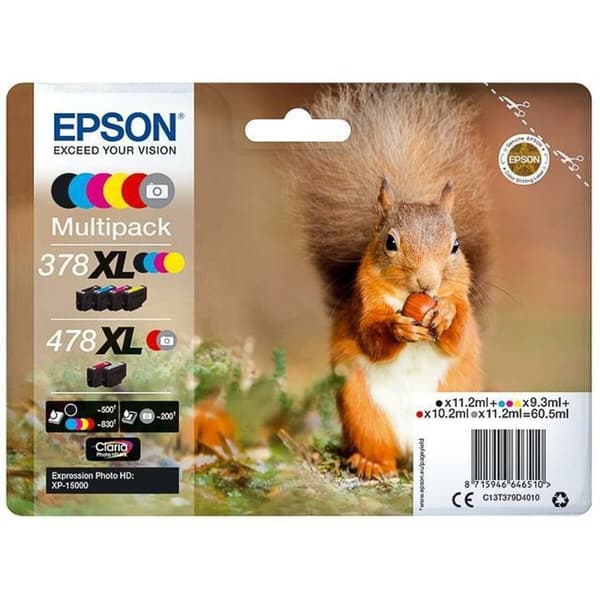 Original blækpatron Epson Multipack 6-colours 378XL / 478XL Claria Photo HD Ink Sort