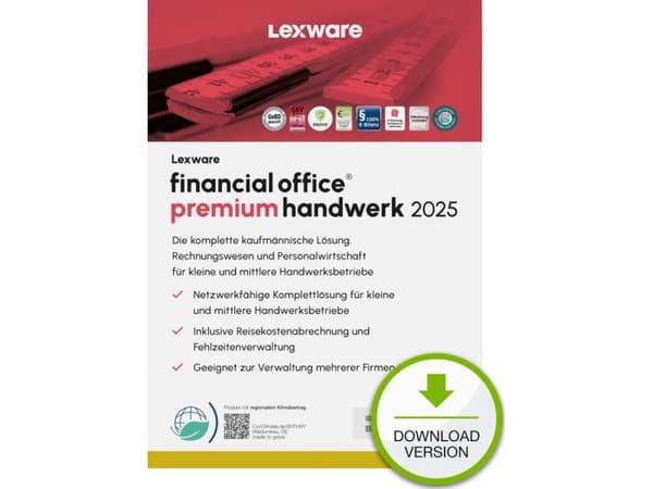 Lexware financial office premium handwerk 2025 "unbegrenzte Laufzeit" Download, Regnskap, Elektronisk programvarenedlasting (ESD), Tysk, Windows 11 E