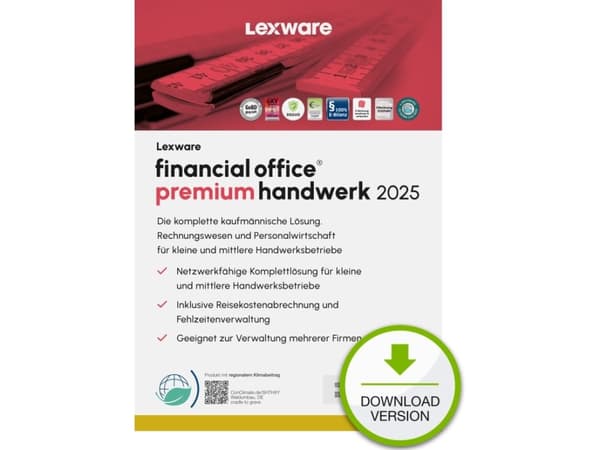 Lexware financial office premium handwerk 2025 "unbegrenzte Laufzeit" Download, Regnskap, Elektronisk programvarenedlasting (ESD), Tysk, Windows 11 E
