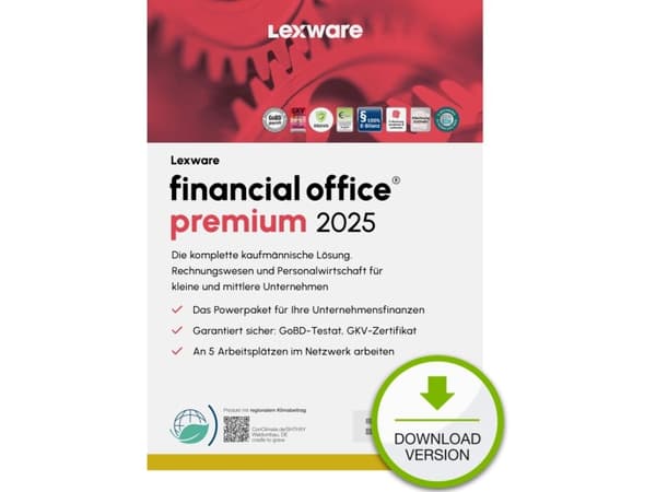 Lexware financial office premium 2025 "unbegrenzte Laufzeit" Download, Regnskap, Elektronisk programvarenedlasting (ESD), Tysk, Windows 11 Enterprise