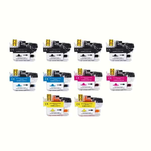Pixojet mustekasetit Brother LC 3211, 10 kpl alennuspakkaus 120 ml