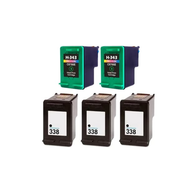 Pixojet bläckpatroner HP 338 - 343 - C8765E, 5-pack 75 ml