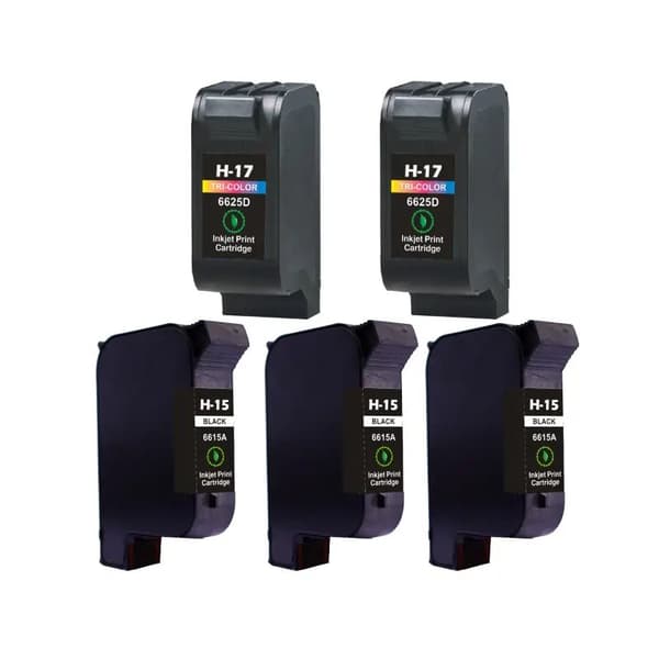Pixojet-mustepatruunat HP 15 - 17 - C6615DE, 5 kpl 218 ml