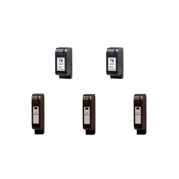 Pixojet blekkpatroner HP 45 - 78 - 51645AE, 5-pakning rabattpakke 186 ml