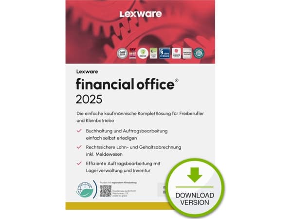 Lexware financial office 2025 "unbegrenzte Laufzeit" Download, Regnskap, Elektronisk programvarenedlasting (ESD), Tysk, Windows 11 Enterprise x64, Wi