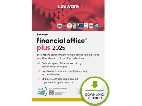 Lexware financial office plus 2025 "unbegrenzte Laufzeit" Download, Regnskap, Elektronisk programvarenedlasting (ESD), Tysk, Windows 11 Enterprise x6