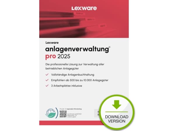 Lexware anlagenverwaltung pro 2025 Download Jahresversion (365-Tage), Regnskap, Elektronisk programvarenedlasting (ESD), Tysk, 1 år, Windows 11 Enter