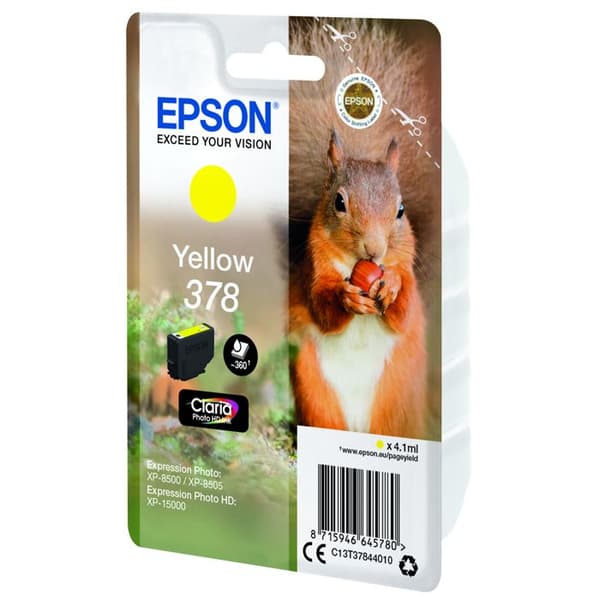 Epson 378 4,1 ml Gul Original Clamshell-förpackning med radiolarm-akustisk bläckpatron för fotouttryck...