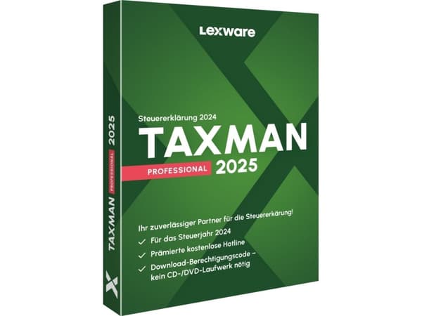 Lexware TAXMAN professional 2025, Selvangivelse, 1 lisenser, Boks, Tysk, Windows 11 Enterprise x64, Windows 10, Windows 11 Home, Windows 10 Education