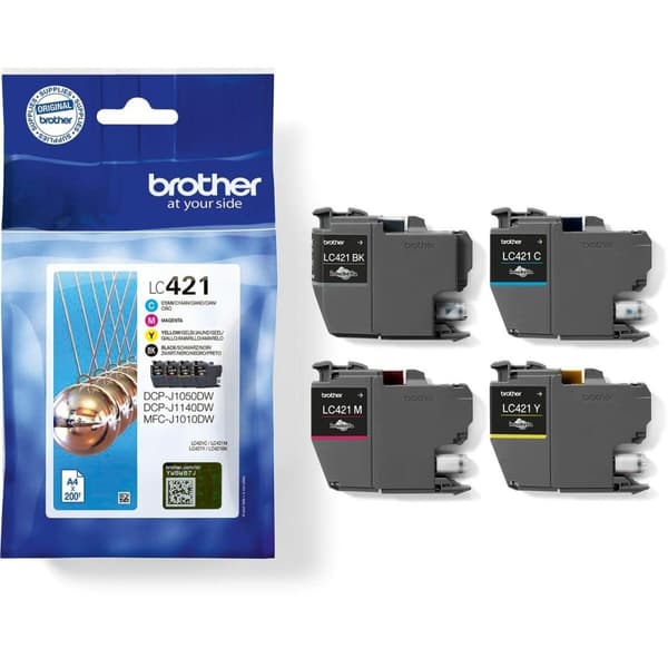Original blækpatron Brother MFC-J1010DW / DCP-J1050DW Gul (4 enheder)