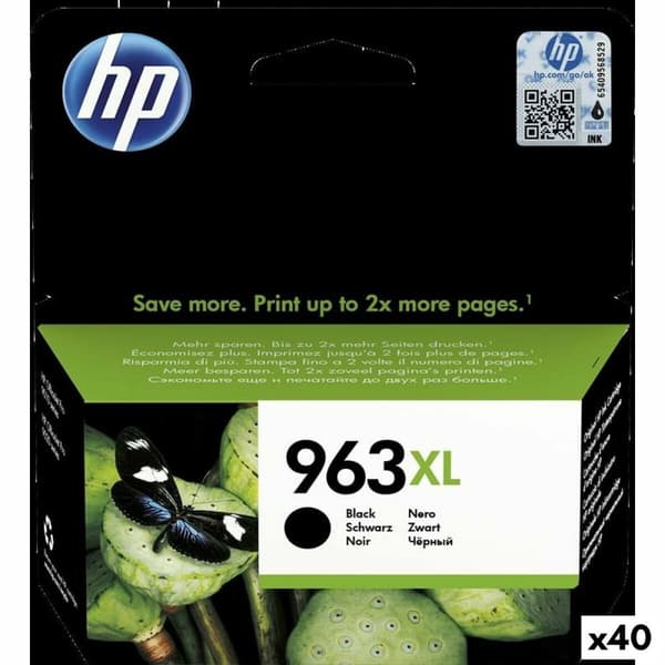 Original Bläckpatron HP Officejet Pro All-in-One 9010,9012,9014,9015,9016,9019,9020,9022,9025 - Nº 963XL Svart (40 antal)