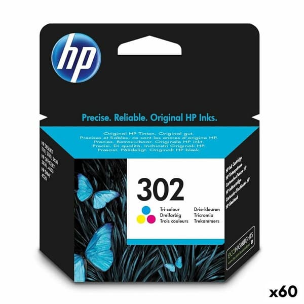 Alkunperäinen mustepatruuna HP Officejet 3830 All-in-One Nº 302 Kolmiväri (60 osaa)