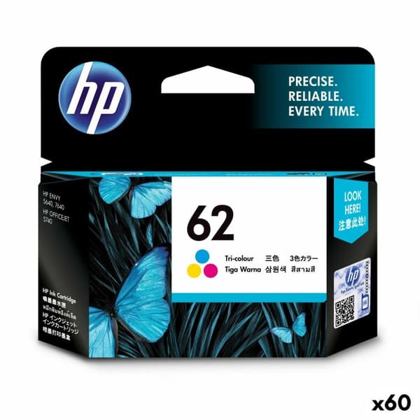 Alkunperäinen mustepatruuna HP ENVY 5640 - Nº62 Kolmiväri (60 osaa)