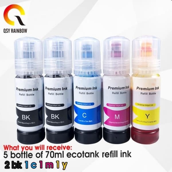 5 flaska Ecotank av bläck för Epson L3150 L3110 104 502 512 504 bläckskrivare EcoTank ET2700 ET2750 ET3700 [8D394BD]