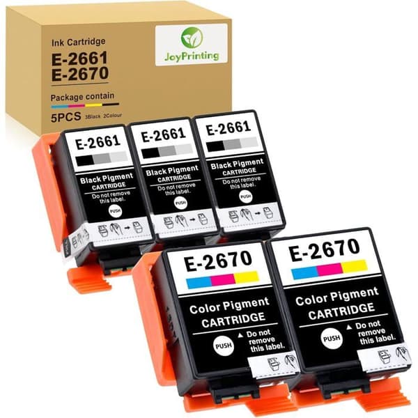 TRAHOO-Bläckpatroner T2661 T2670 kompatibla med Epson Workforce WF-100W WF‑110W / WF 100 110W (3 x Svart, 9 ML, 2 x Färg)