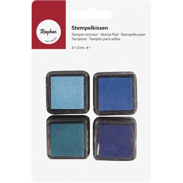 Tärningsbläck 3x3cm Blå nyanser 4 stycken