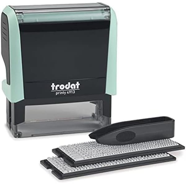 Självinkande stämpel - TRODAT - Printy 4913 - Pastellgrön - 5 rader - 3 svarta bläckpatroner