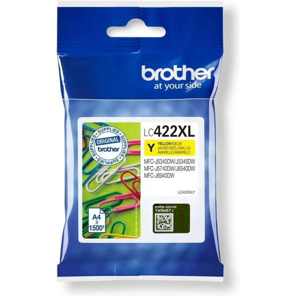Brother LC422XLY -mustekasetti, keltainen