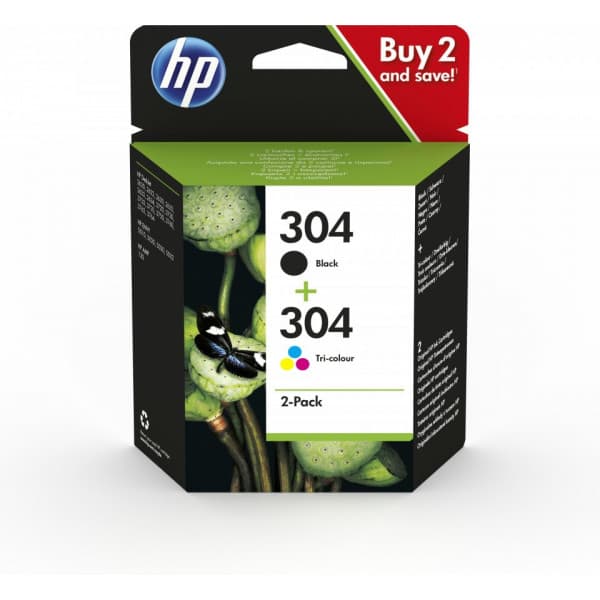 HP 304 - bläckpatronpaket, svart och trefärgad