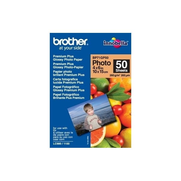 Brother BP71GP50 Premium Plus -valokuvapaperi, 10 x 15 cm, 50 arkkia
